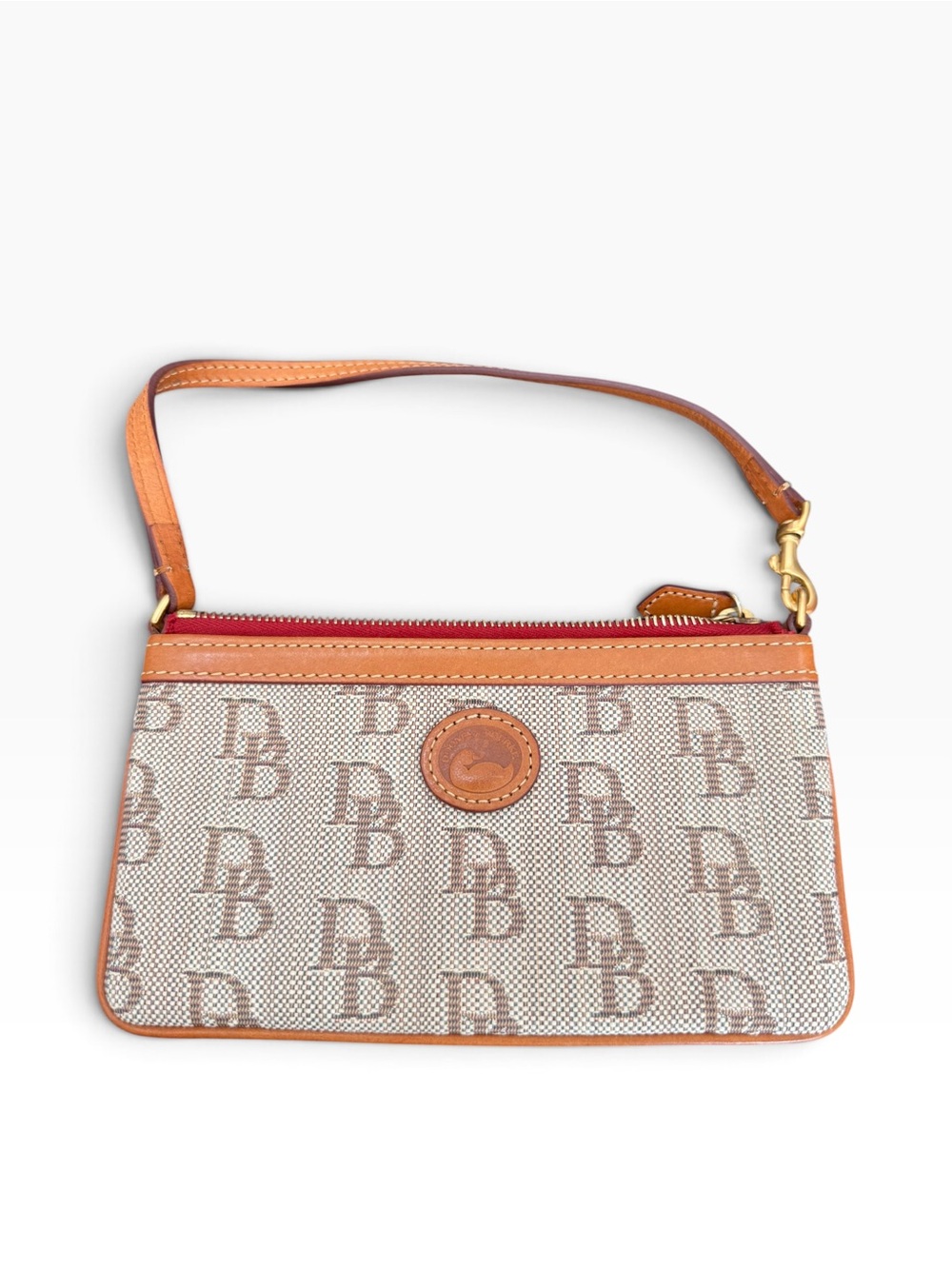 Dooney & Bourke Tan and Red Signature Wristlet
